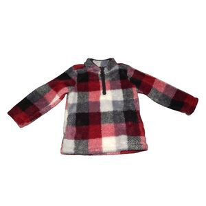 CARTER'S toddler boys 4T red black white checkered fleece 1/4-zip sweatshirt